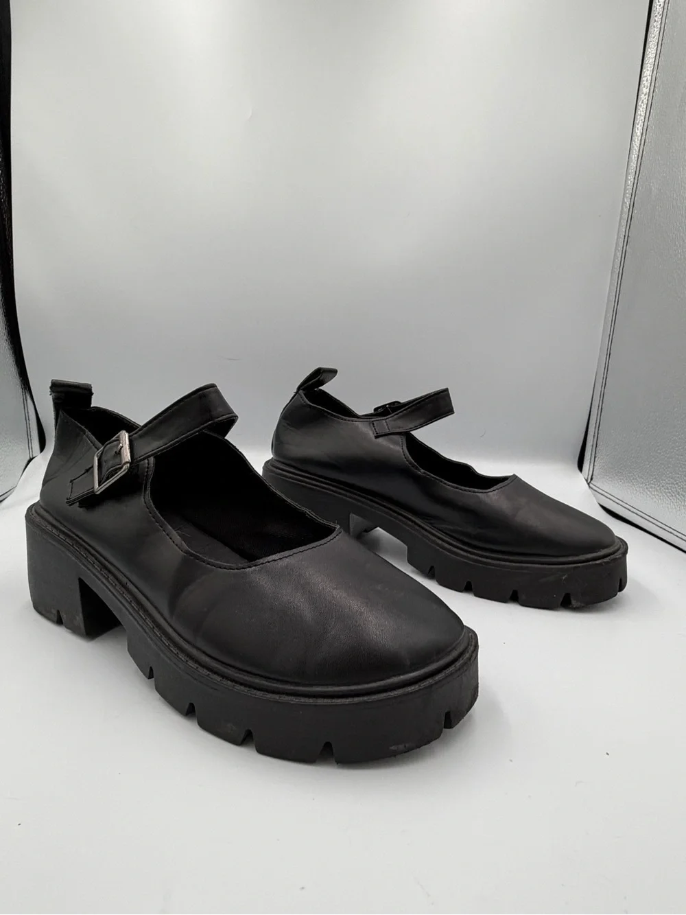Black Chunky Soled Whimsigoth Retro 90s Grunge Hippie Platform Mary Janes 10